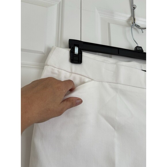 WOMEN'S CAPRIS CROPPED PANTS PLUS SIZE 22W WHITE PULLOVER POCKETS HIGH RISE - Picture 6 of 7
